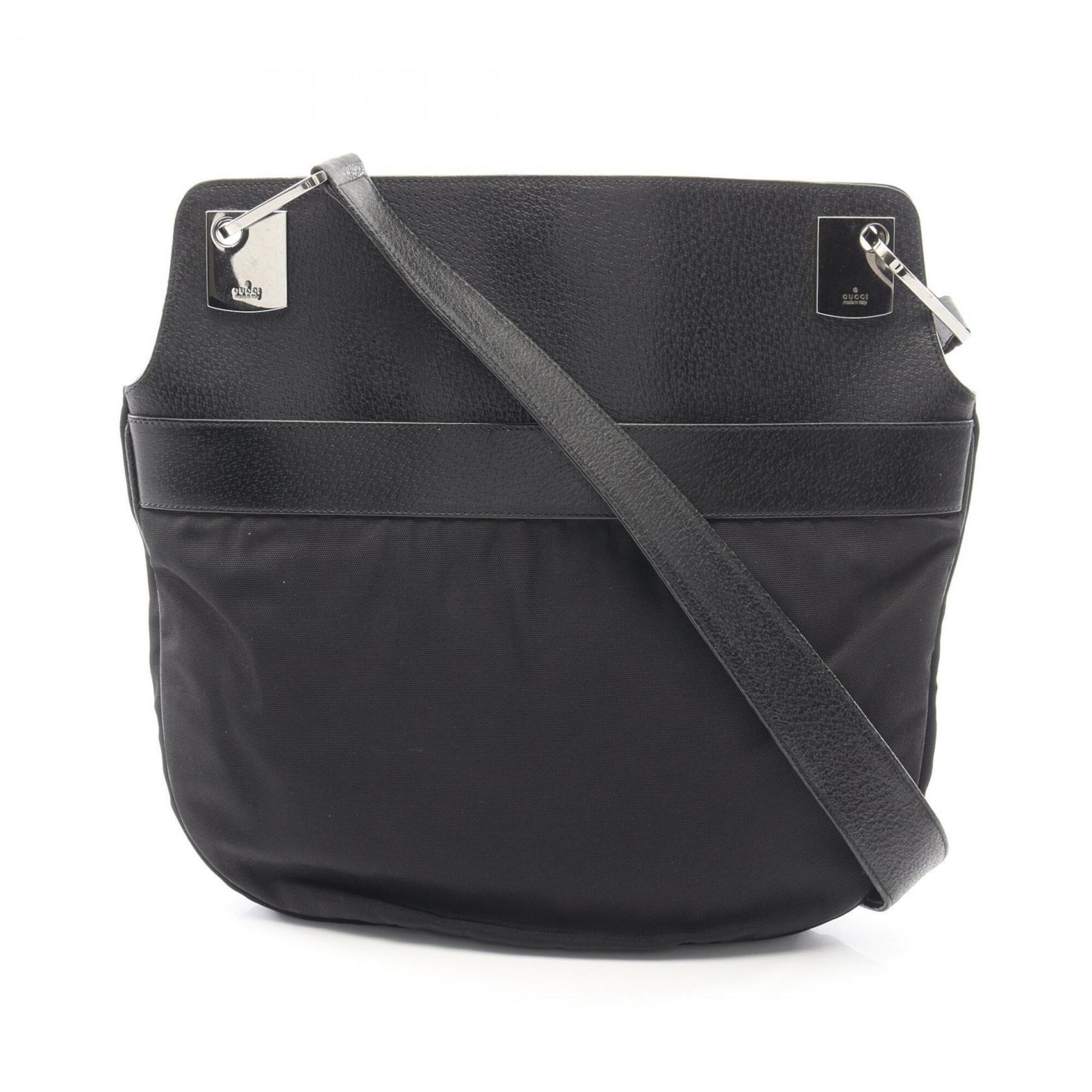Gucci Shoulder Bag/Handbag, Nylon And Leather, Women's, Black, 001-3307